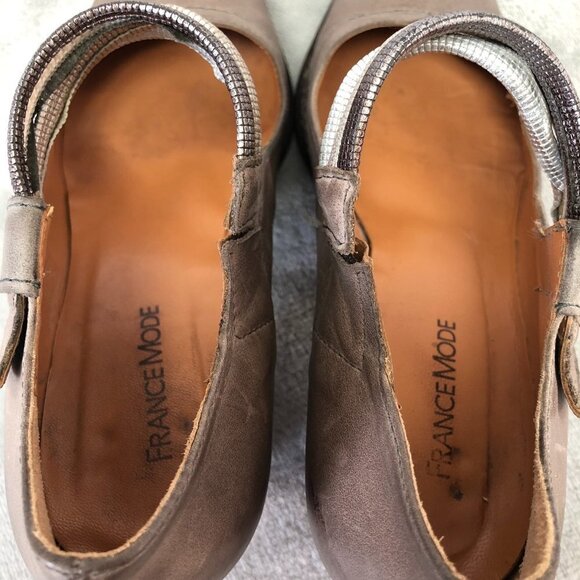 France Mode Block Heel Ankle Strap Leather Shoes Size 37 (6.5 US) - Picture 10 of 16